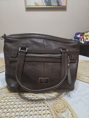 Fossil Brown Leather Satchel Bag for Women